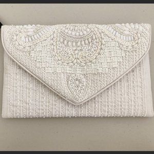 Beaded White Bridal Clutch